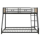Metal Bunk Bed Twin Over Full with Full Length Safety Guardrail and Ramp Ladder by LJGDeals