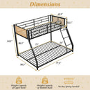 Metal Bunk Bed Twin Over Full with Full Length Safety Guardrail and Ramp Ladder by LJGDeals