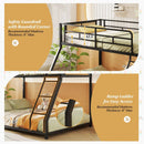 Metal Bunk Bed Twin Over Full with Full Length Safety Guardrail and Ramp Ladder by LJGDeals