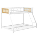 Metal Bunk Bed Twin Over Full with Full Length Safety Guardrail and Ramp Ladder by LJGDeals