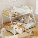 Metal Bunk Bed Twin Over Full with Full Length Safety Guardrail and Ramp Ladder by LJGDeals