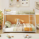 Metal Bunk Bed Twin Over Full with Full Length Safety Guardrail and Ramp Ladder by LJGDeals