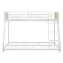Metal Bunk Bed Twin Over Full with Full Length Safety Guardrail and Ramp Ladder by LJGDeals