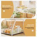 Metal Bunk Bed Twin Over Full with Full Length Safety Guardrail and Ramp Ladder by LJGDeals