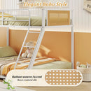 Metal Bunk Bed Twin Over Full with Full Length Safety Guardrail and Ramp Ladder by LJGDeals