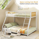 Metal Bunk Bed Twin Over Full with Full Length Safety Guardrail and Ramp Ladder by LJGDeals