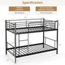 Metal Bunk Bed with Ladder and Full-length Guardrails-Black