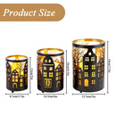 12PCS Village Silhouette Candle Lantern 7.5" H Etched Bronze Metal Candle Holder Decorations for Living Room Tabletop Parties Patio Entryway Indoors Outdoors by JHY DESIGN