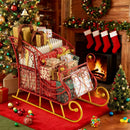 Metal Christmas Santa Sleigh Basket 2-Tier Xmas Santa's Gift Storage Sleigh by LJGDeals