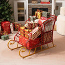 Metal Christmas Santa Sleigh Basket 2-Tier Xmas Santa's Gift Storage Sleigh by LJGDeals