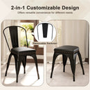 Metal Dining Chair Set of 4 Stackable Kitchen Chairs with Removable Backs and PU Leather Cushioned Seat-Black by LJGDeals