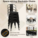 Metal Dining Chair Set of 4 Stackable Kitchen Chairs with Removable Backs and PU Leather Cushioned Seat-Black by LJGDeals