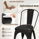 Metal Dining Chair Set of 4 Stackable Kitchen Chairs with Removable Backs and PU Leather Cushioned Seat-Black by LJGDeals