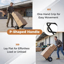 Metal Hand Truck Heavy-Duty 600 LBS Moving Dolly Cart with P-Handle and 10inch Rubber Wheels by LJGDeals