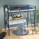 Metal Loft Twin Bed Frame Single High Loft Bed-Black by LJGDeals