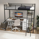 Metal Loft Twin Bed Frame Single High Loft Bed-Black by LJGDeals