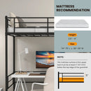 Metal Loft Twin Bed Frame Single High Loft Bed-Black by LJGDeals