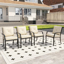 Metal Outdoor Dining Chair Set of 2 Stackable Patio Chairs with Armrests-Beige by LJGDeals