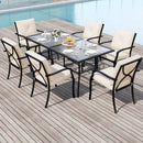 Metal Outdoor Dining Chair Set of 2 Stackable Patio Chairs with Armrests-Beige by LJGDeals