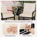 Metal Outdoor Dining Chair Set of 2 Stackable Patio Chairs with Armrests-Beige