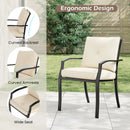 Metal Outdoor Dining Chair Set of 2 Stackable Patio Chairs with Armrests-Beige by LJGDeals