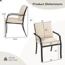 Metal Outdoor Dining Chair Set of 2 Stackable Patio Chairs with Armrests-Beige by LJGDeals