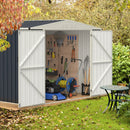 7.5 x 6.3 FT Metal Outdoor Storage Shed with Lockable Door-Gray by LJGDeals