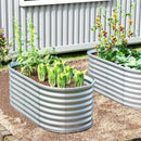 5 x 3 x 2 Feet Metal Oval Raised Garden Bed with Open Bottom Design-Gray by DirectDeals