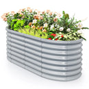 5 x 3 x 2 Feet Metal Oval Raised Garden Bed with Open Bottom Design-Gray by LJGDeals