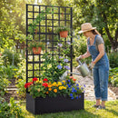 Metal Raised Garden Bed with Trellis and Drainage Holes for Climbing Plants by LJGDeals