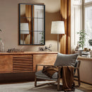 3-Layered Decorative Wall Mirror with Metal Frame for Dining Living Room-Black by LJGDeals