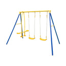 Metal Swing Set for Backyard with 2 Swing Seats and 2 Glider Seats-Blue by DirectDeals