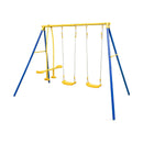Metal Swing Set for Backyard with 2 Swing Seats and 2 Glider Seats-Blue by LJGDeals