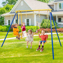 Metal Swing Set for Backyard with 2 Swing Seats and 2 Glider Seats-Blue by DirectDeals