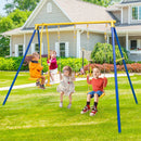 Metal Swing Set for Backyard with 2 Swing Seats and 2 Glider Seats-Blue by LJGDeals