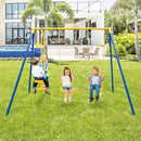 Metal Swing Set for Backyard with 2 Swing Seats and 2 Glider Seats-Blue by LJGDeals