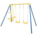 Metal Swing Set for Backyard with 2 Swing Seats and 2 Glider Seats-Blue by LJGDeals