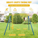 Metal Swing Set for Backyard with 2 Swing Seats and 2 Glider Seats-Blue by LJGDeals