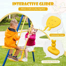 Metal Swing Set for Backyard with 2 Swing Seats and 2 Glider Seats-Blue by LJGDeals