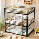 Metal Triple Bunk Bed with Safety Guardrails and 2 Ladders-Black by LJGDeals
