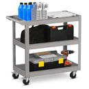3-Tier Metal Utility Cart Trolley Tool with Flat Handle and 2 Lockable Universal Wheels by LJGDeals