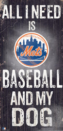 New York Mets Baseball and My Dog Wooden Sign by Dynasty Sports & Framing