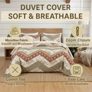 DaDa Bedding Botanical Cranberry Sage Chevron Floral Duvet Cover Set w/ Pillow Cases (JHW-924)