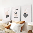 3 Piece Mid-Century Abstract Art. Beige and Black by Wall Art Set