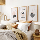 3 Piece Mid-Century Abstract Art. Beige and Black by Wall Art Set