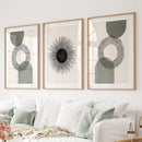 Set of 3 Boho Prints. Sage Green Modern Mid Century Wall Art. by Wall Art Set