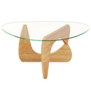 Triangle Coffee Table with Tempered Glass Top and Adjustable Rubber Wood Base by LJGDeals