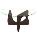 Triangle Coffee Table with Tempered Glass Top and Adjustable Rubber Wood Base by LJGDeals