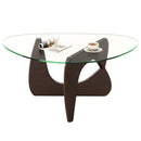 Triangle Coffee Table with Tempered Glass Top and Adjustable Rubber Wood Base by LJGDeals
