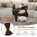 Triangle Coffee Table with Tempered Glass Top and Adjustable Rubber Wood Base by LJGDeals